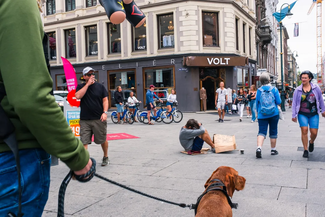 Crowded street scene full of movement