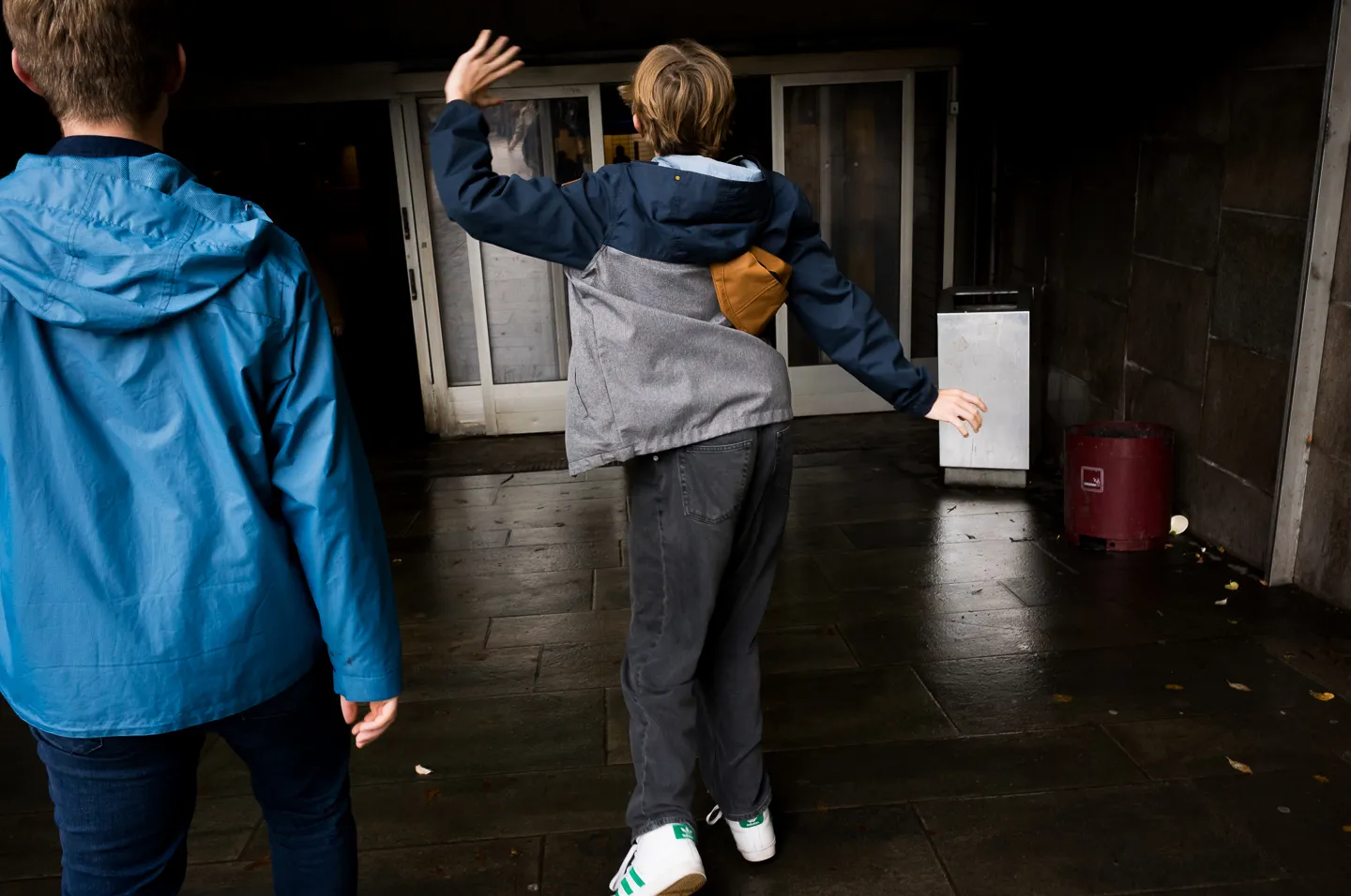 Portrait of a woman moving toward the subway platform